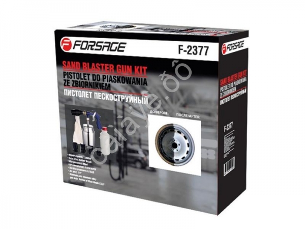 Пистолет пескоструйный пневматический со сменными насадками и песком(бачок-1л,сопло-3.2,давление 6-8 Forsage Пистолет пескоструйный пневматический со сменными насадками и песком(бачок-1л,сопло-3.2,давление 6-8 Forsage