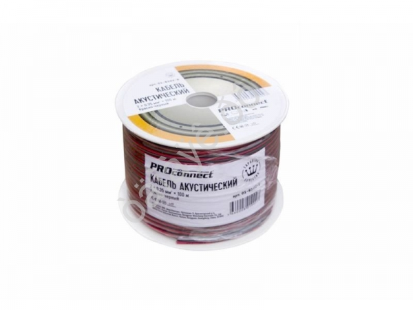 Провод двойной 2х0.35мм, кр./черн. PROCONNECT (100m)