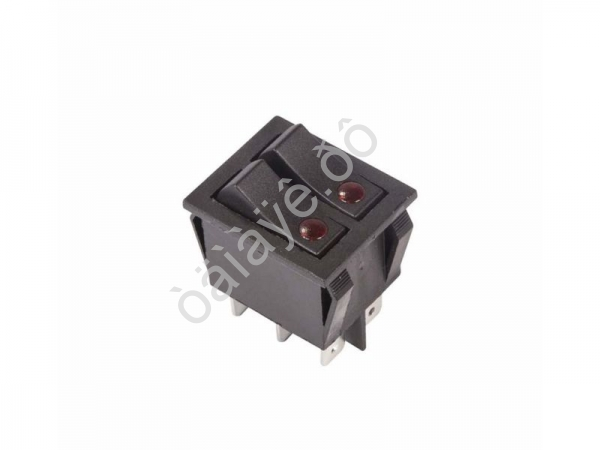 Выключатель клавишный 250V 15А (6с) ON-OFF черный с подсветкой ДВОЙНОЙ (RWB-512, SC-797) REXANT