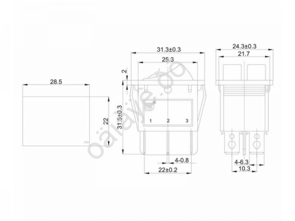 Выключатель клавишный 250V 15А (6с) ON-OFF черный с подсветкой ДВОЙНОЙ (RWB-512, SC-797) REXANT