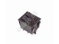 Выключатель клавишный 250V 15А (6с) ON-OFF черный с подсветкой ДВОЙНОЙ (RWB-512, SC-797) REXANT