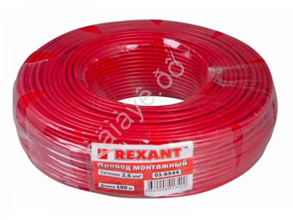 Провод одинарный (2,5) REXANT красный (100м) /1/4 Провод одинарный (2,5) REXANT красный (100м) /1/4