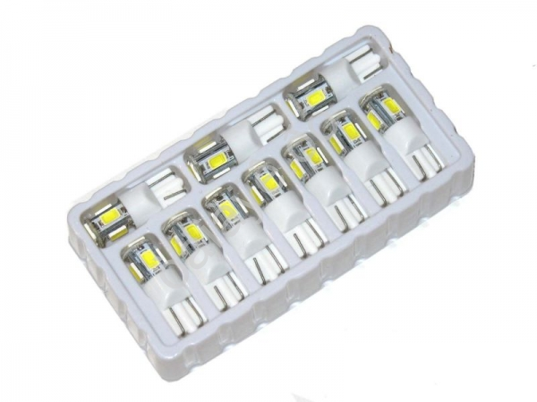 Светодиод 12V T10  6SMD (5630) W2,1x9,5D WHITE "Маяк" /10