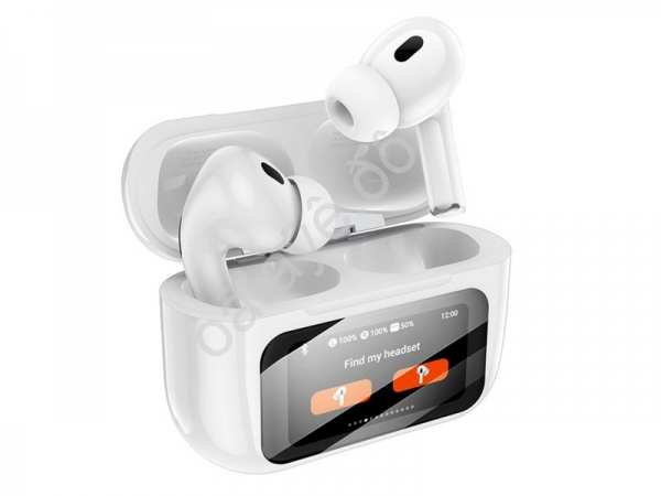 Наушники беспроводные вакуумные с сенсорным дисплеем, белые HOCO EW72 (14шт в уп) Hoco