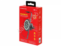 Держатель телефона на дефлектор с беспроводной зарядкой, магнитный , черный BH45 Borofone