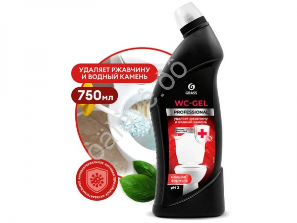 Очиститель д/чистки унитазов, кафеля, фаянса WC-GEL ср-во Кислотное чистящее GRASS 750мл Professional /1/12 Очиститель д/чистки унитазов, кафеля, фаянса WC-GEL ср-во Кислотное чистящее GRASS 750мл Professional /1/12