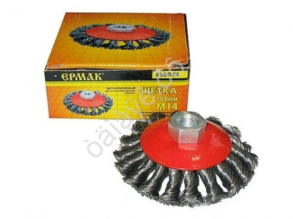 Щётка металл. для УШМ 100мм/М14 крученая(тарелка) Щётка металл. для УШМ 100мм/М14 крученая(тарелка)