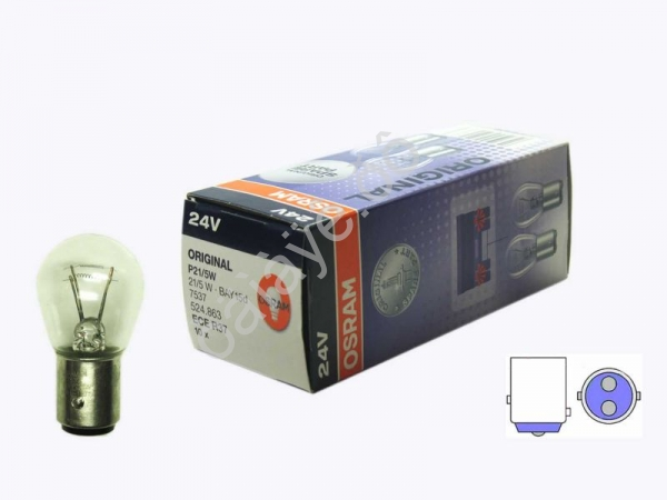 Лампа Osram P24V/21/5W BAY 15d 7537/10/50 Лампа Osram P24V/21/5W BAY 15d 7537/10/50