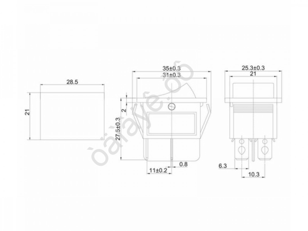 Выключатель клавишный 250V 16А (4с) ON-OFF зеленый с подсветкой (RWB-502, SC-767, IRS-201-1) REXANT