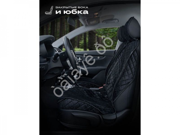 Чехлы на сиденья, перед, велюр с закрытыми боками эконом, черный