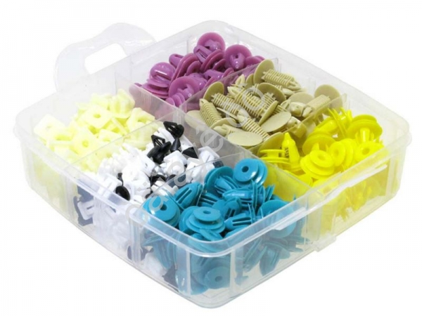 Набор клипс для авто 1240пр.+ набор для демонтажа и хомутов