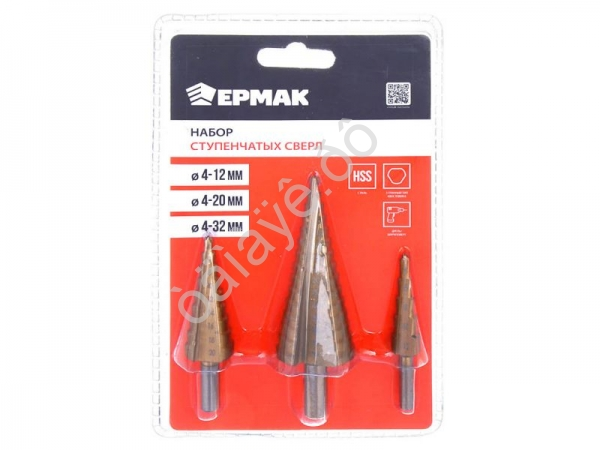 Набор ступенчатых сверл HSS 4-12 мм, 4-20 мм, 4-32 ЕРМАК