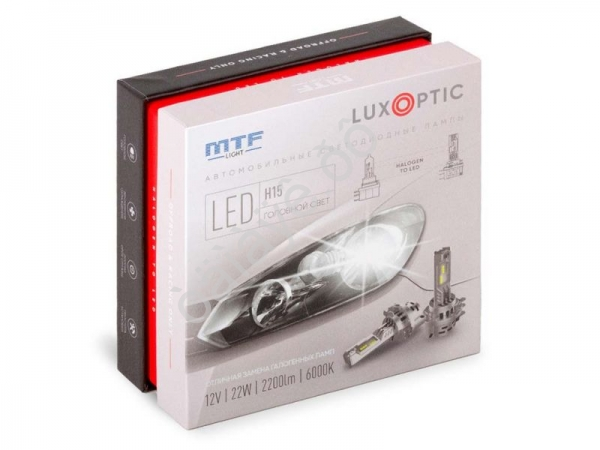 Светодиодные лампы MTF Light серия LUXOPTIC H15, 12W, 22W, 2200LM, 6000K, к-кт.