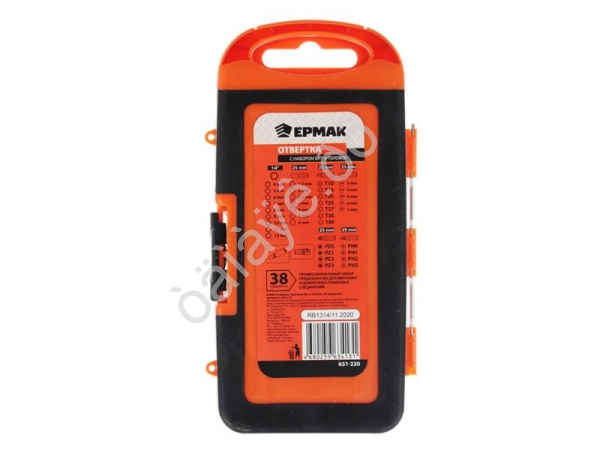 Набор отвёртка с набором бит и головок 38пр. ЕРМАК