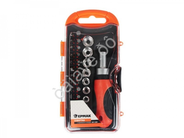 Набор отвёртка с набором бит и головок 38пр. ЕРМАК