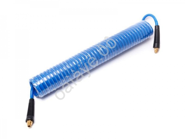 Шланг PU спиральный  6.5 х 10мм х 10м с резьбовыми наконечниками 1/4" (для воздуха) Partner