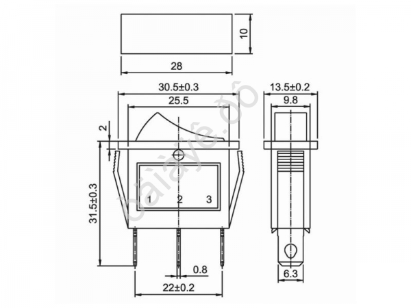 Выключатель клавишный 250V 15А (3с) ON-OFF красный с подсветкой (RWB-404, SC-791, IRS-101-1C) REXANT