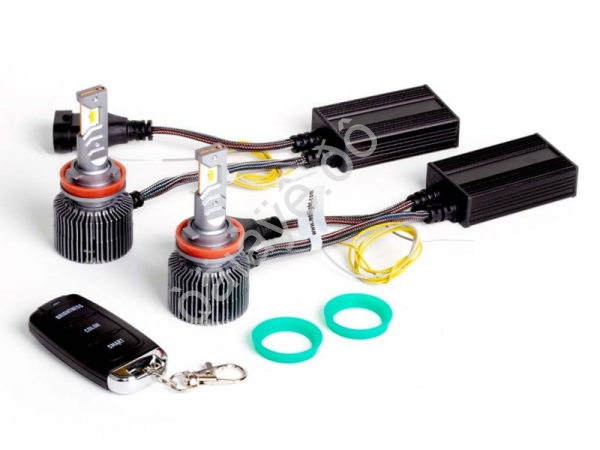 Светодиодные лампы MTF LIGHT серии DIGITAL LIGHTING Н11/Н8/Н9, 12V, 55W, 4500lm, 3000-7000K, управление со смартфона, аналоговое и пульт ДУ, к-кт.