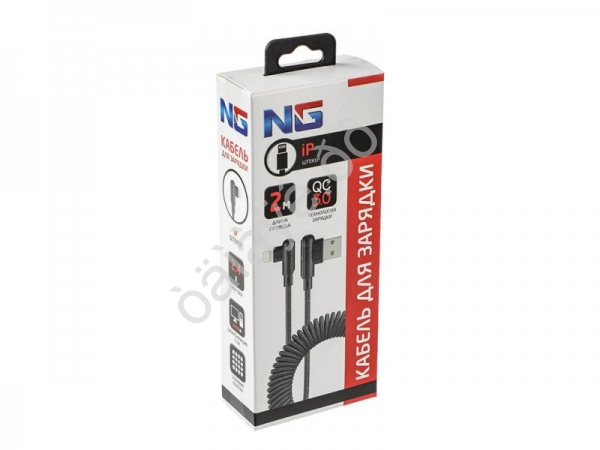 USB кабель Lightning, спираль 2м, тканевая оплётка, NG