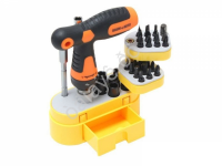 Отвертка реверсивная Т-образная телескопическая, с гибким удлинителем, комплектом бит и головок (32п BaumAuto