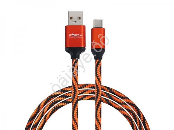 USB кабель Type-C, 1м тканевая оплётка 1.5А FORZA /1/10