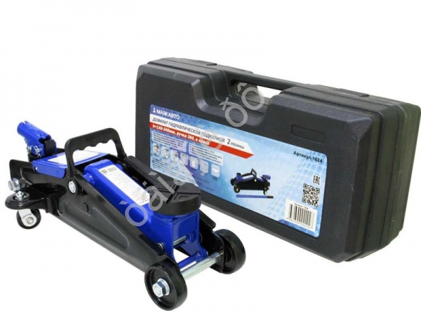 Домкрат гидравлический подкатной 2т h=140-340мм, ручка 360,в кейсе, МАЯКАВТО™/1_