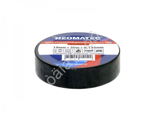 Изолента 19мм*20м "NEOMATEC" Черный матовый /10/200 Изолента 19мм*20м "NEOMATEC" Черный матовый /10/200