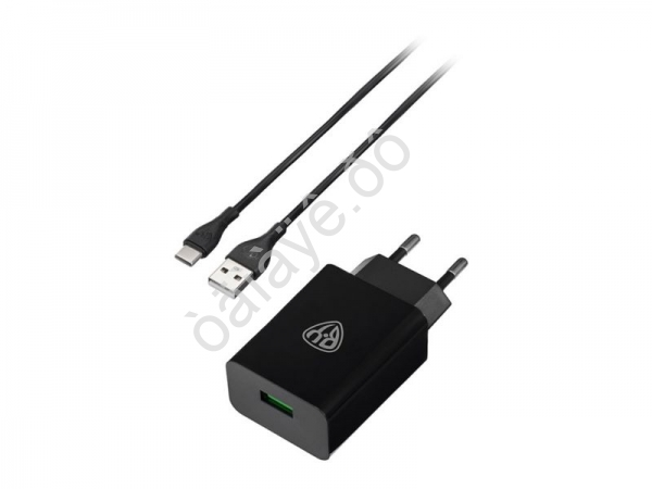 СЗУ 220В, 18Вт + кабель Type-c 110-240 В, 50-60 гц, 18 вт, кабель 3 А, пластик BY