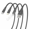 Дата-кабель 3в1 USB(A)-Type-C/microUSB/iP BY Base, 18W, 1,2 м, 3A, PVC, чёрный