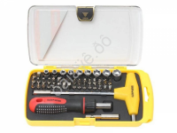 Отвертка реверсивная, в наборе с Т-образным держателем, комплектом бит и головок (46пр.)в пластиково BaumAuto