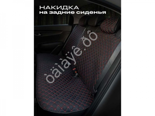 Чехлы на сиденья перед, лён light+ №2 с закрытыми боками и юбкой, черный/красный