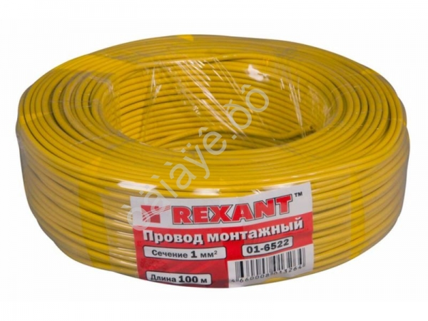 Провод  одинарный (1,0) REXANT желтый (100м) 1/8