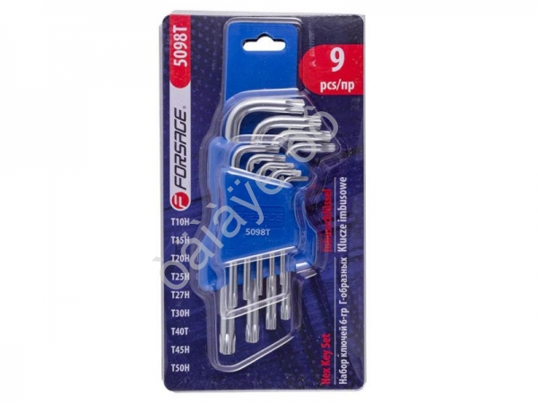 Ключи Г-образные TORX (0Н, 5Н, Т20Н, Т25Н, Т27Н, Т0Н, Т40Т, Т45Н, Т50Н), набор 9пр. Forsage