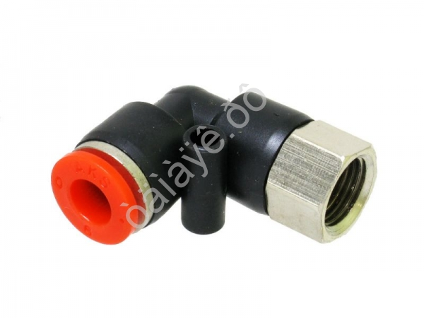 Фитинг цанговый пластик PU угловой 1/8 х 6 mm внутр. резьба Фитинг цанговый пластик PU угловой 1/8 х 6 mm внутр. резьба